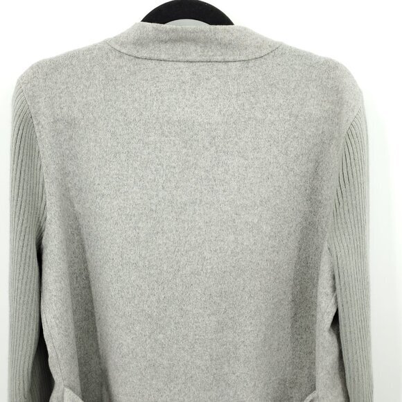 Kenneth Cole Wool-Blend Peacoat/Car Coat With Rib Knit Sleeves L Gray - Picture 9 of 15